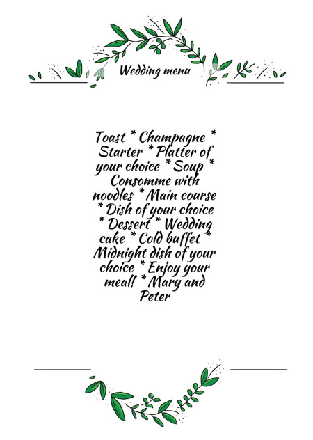 Wedding Menu Cards - Template ID 15589
