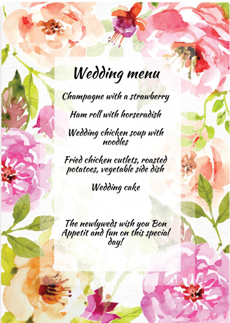 Wedding Menu Cards - Template ID 15612