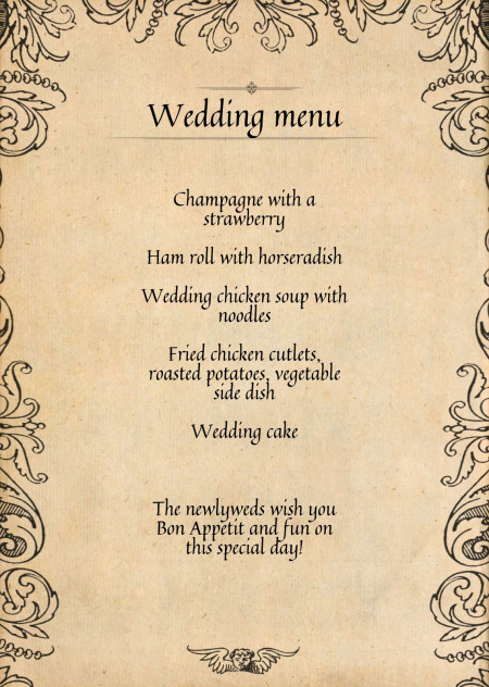 Wedding Menu Cards - Template ID 15613