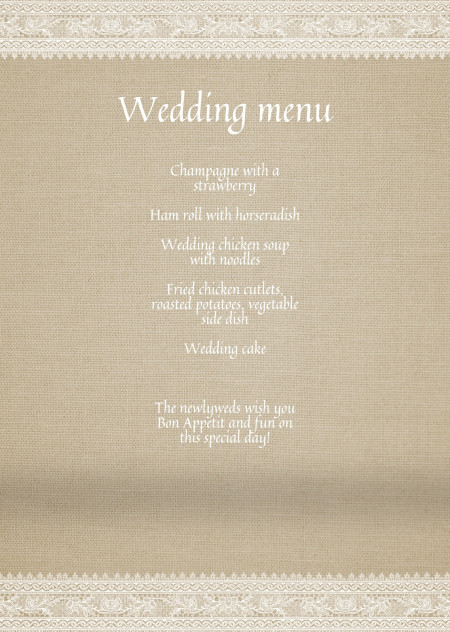 Wedding Menu Cards - Template ID 15615