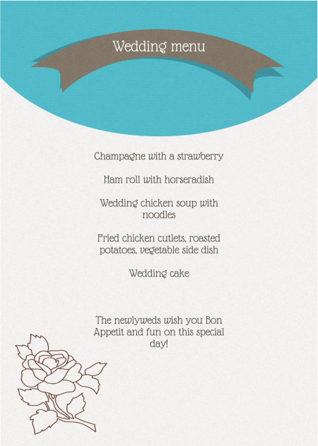 Wedding Menu Cards - Template ID 15616