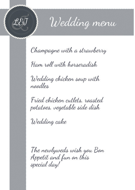 Wedding Menu Cards - Template ID 15617