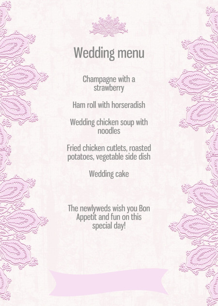 Wedding Menu Cards - Template ID 15618