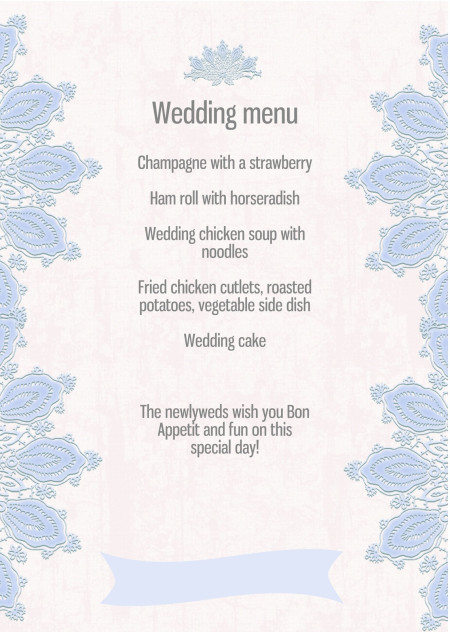 Wedding Menu Cards - Template ID 15619