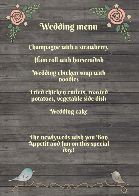 Wedding Menu Cards - Template ID 15620