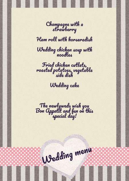 Wedding Menu Cards - Template ID 15625
