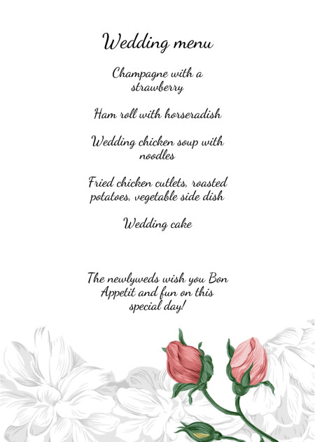 Wedding Menu Cards - Template ID 15627