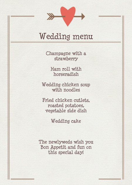 Wedding Menu Cards - Template ID 15629