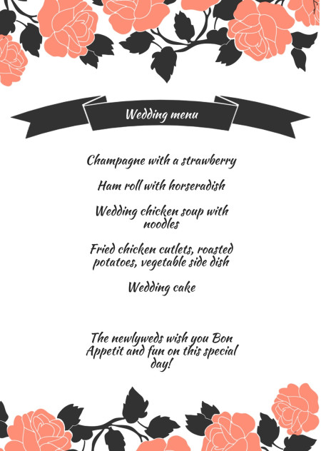 Wedding Menu Cards - Template ID 15630