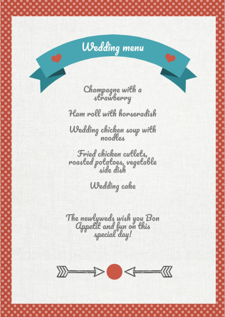 Wedding Menu Cards - Template ID 15631