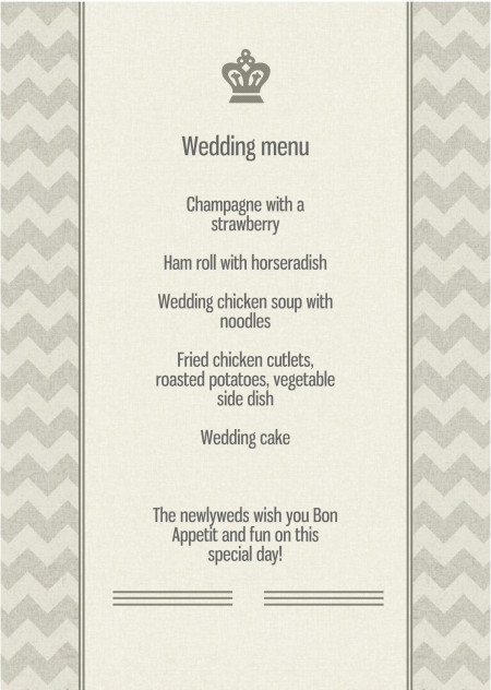 Wedding Menu Cards - Template ID 15632