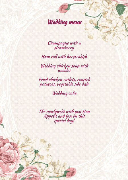 Wedding Menu Cards - Template ID 15638