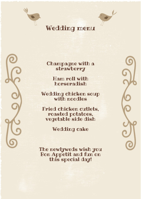 Wedding Menu Cards - Template ID 15639